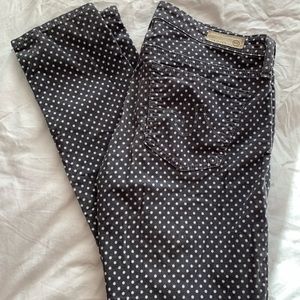 Polka dot corduroy skinny pants